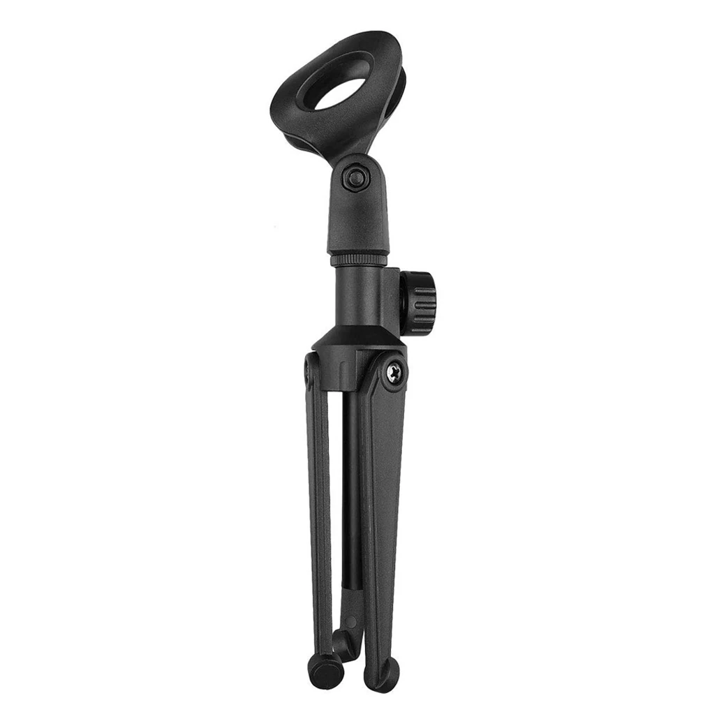 Plastic Microphone Holder Stand Tabletop Portable Foldable Mic Tripod Desktop Stand with Clamp