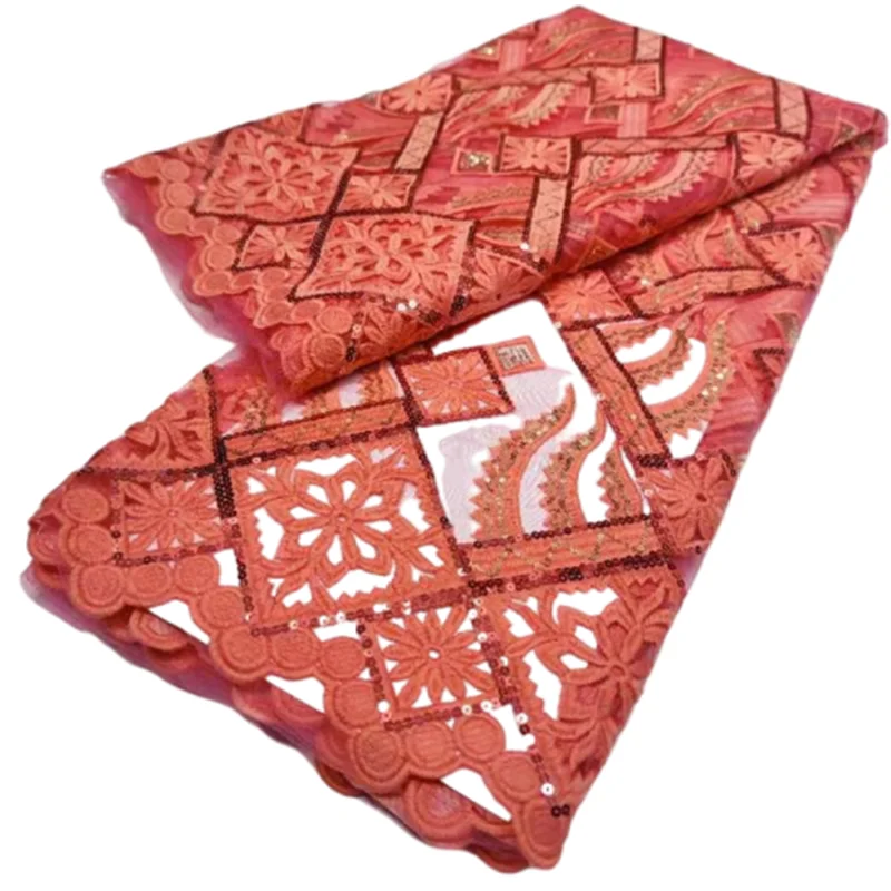 

African Mesh Lace Fabric With Sequins 2021 High Quality Embroidered Nigerian French Tulle Lace Fabrics For Party