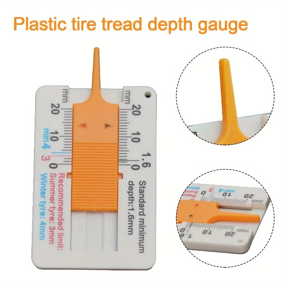 1Pc 0-20mm Car Tyre Tread Depth Depthometer Gauge Caliper Tire Wheel Measure Tools Ruler Profile Marking Tool