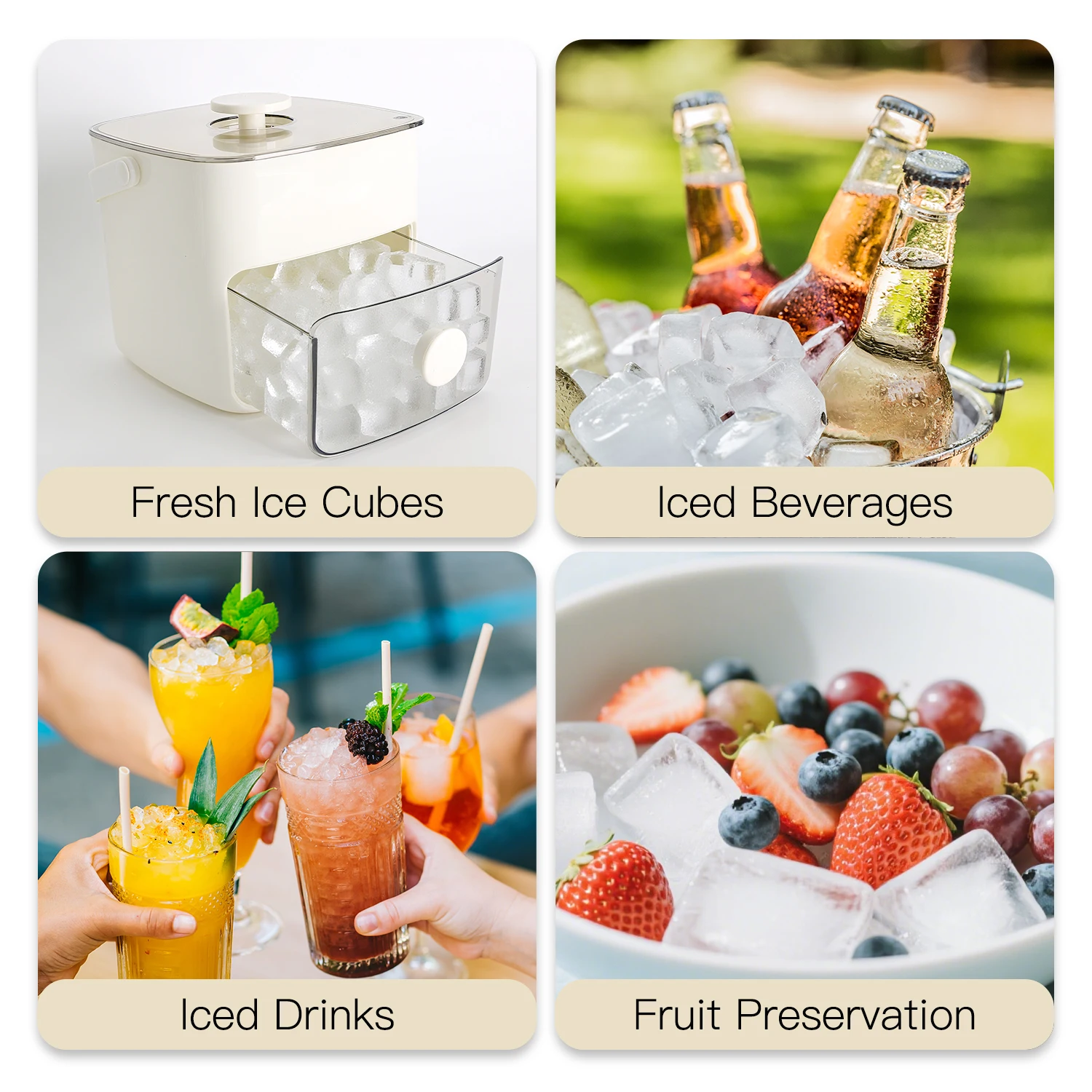 48 Cell Large Capacity Ice Tray with Press Release Easy Removal Lid, Double Layer Non Stick Ice Cube Maker for Freezer with Ice