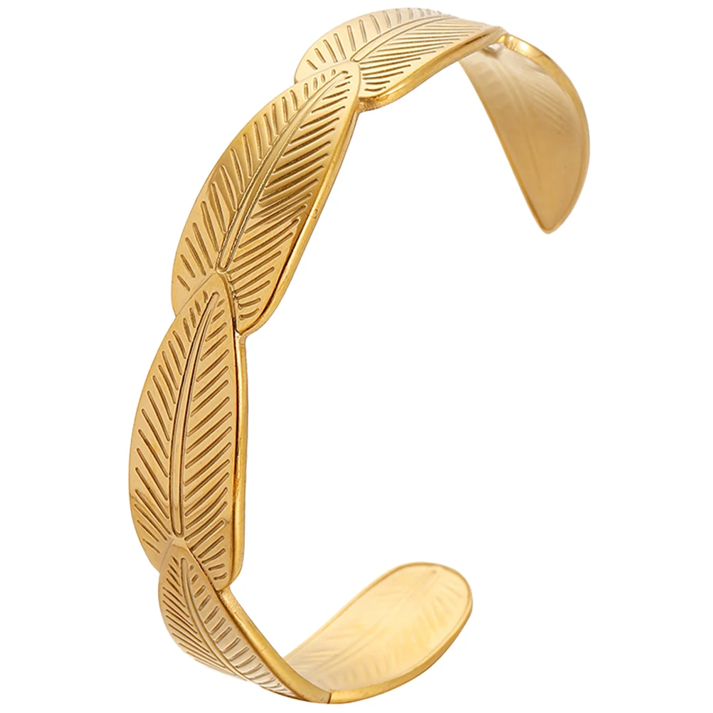 

Leaf Bracelet Stainless Steel Adjustable Open Cuff Bangle for Women Elegant Leaf Jewelry Minimalist Accessories Stylish Braclets