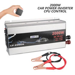 Vehicle-Mounted Household AC Converter DC 110V To 220V 2000W Portable Socket With USB Car Power Invertor Metal Universal