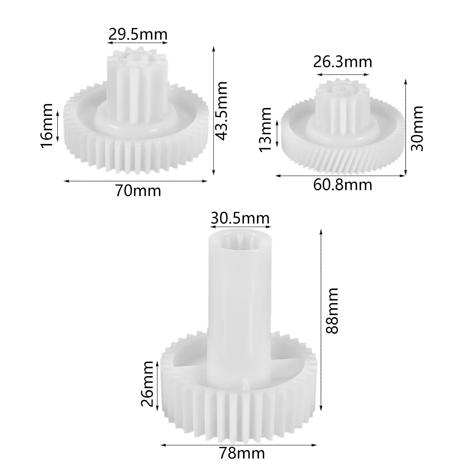 3pcs/Set POM Meat Grinder Gear Teeth 12/37, 12/45, 15/62 for Bosch CNFW8 CNFW7 CNFW6 CNFW5 for Siemens MW67440 Replacements