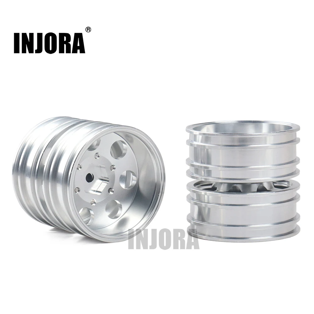 INJORA 2Pcs CNC Metal Front Rear Wheel Rim Hub for 1:14 RC Car Tamiya Tractor Truck