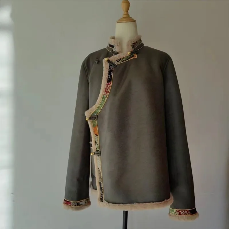 Tibetan New Costumes Men's and Women's Same Cotton-Padded Coat Winter Fleece Padded Warm Thickened