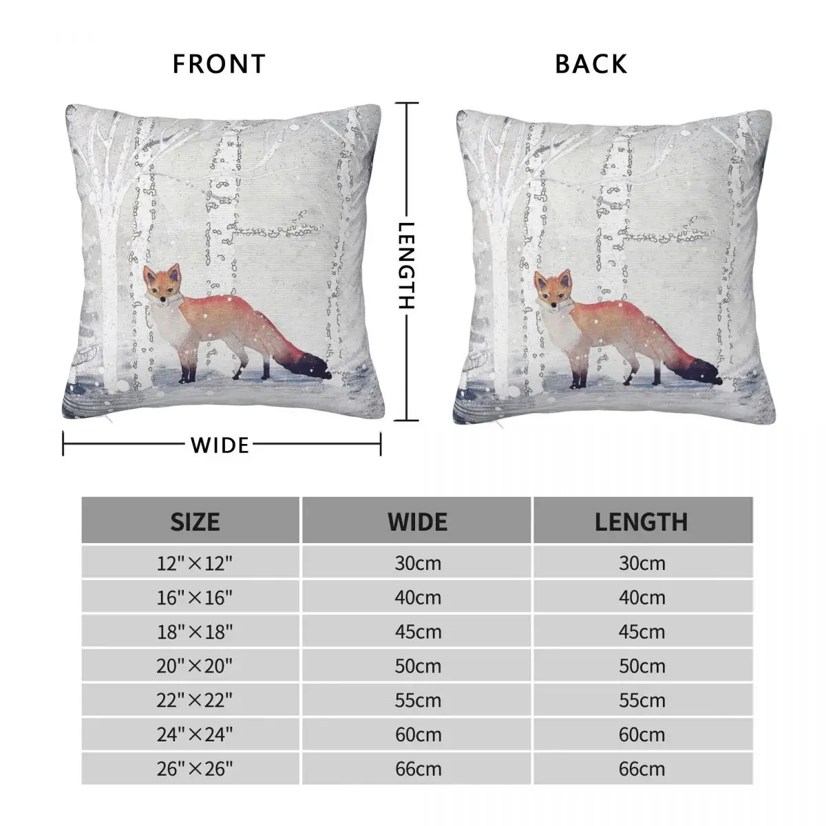 Winter Fox Animal Square Pillowcase Polyester Linen Velvet Printed Zip Decor Throw Pillow Case Sofa Seater Cushion Case