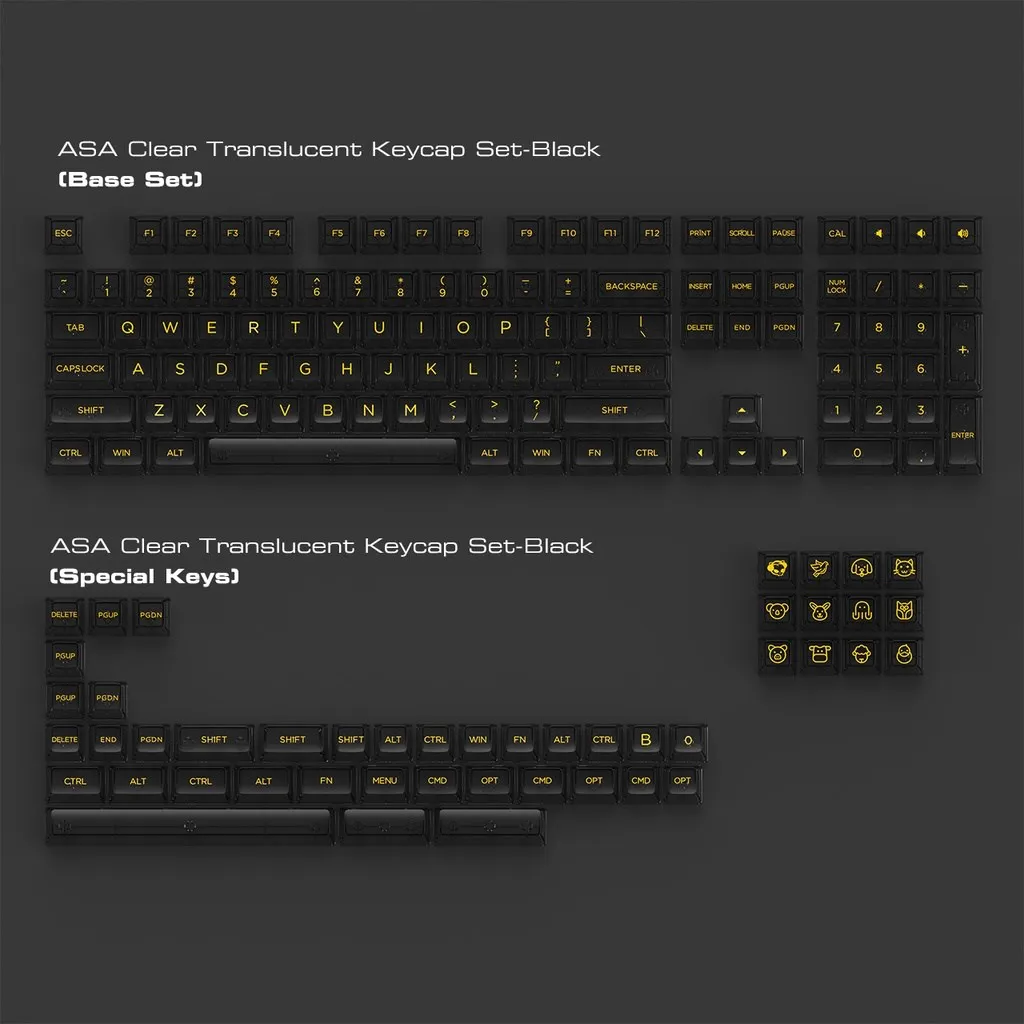 Imagem -03 - Akko Asa-transparente Backlit Keycaps Conjunto para Teclado Mecânico Clear Keycap Layout Ansi 61 87 104 108 mx Switches 155 Key