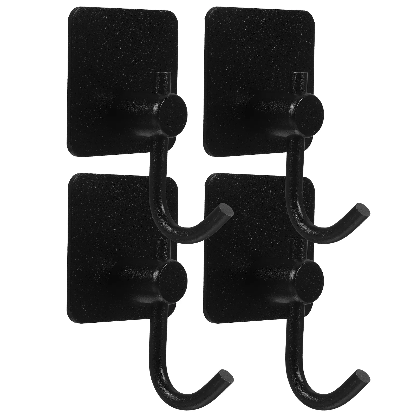 4 Pcs Picture No Punching Sticky Hook Hangers Black Hooks for Hanging Wall Mounted Stainless Steel Kitchen