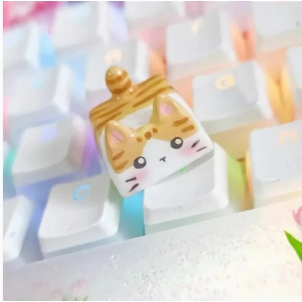 3D Cat Key Cap Individual Cute Mechanical Keyboard Resin Transparent Stereoscopic Keycap Gift KeyCap