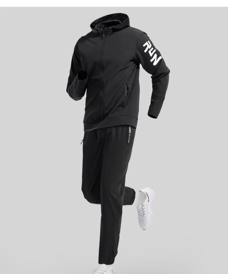 2025 Spring Summer Autumn Green Professional Outdoor Fitness Clothes Set Men Black Light Gray Quick Dry Running Sports Suit