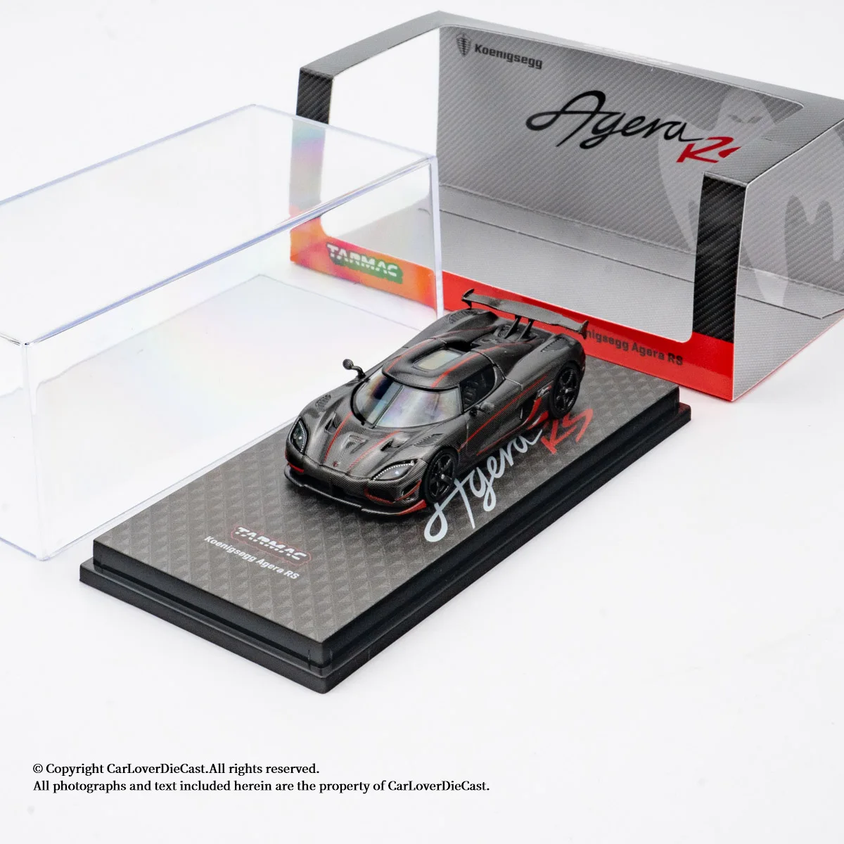 Tarmac Works 1:64 Agera RS Black Carbon Fiber / Red Accents