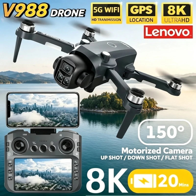

Lenovo V988 Camera Drone 8K Professional Dron 4K with Screen Under 249g Remote Control Brushless RC Quadcopter Toys