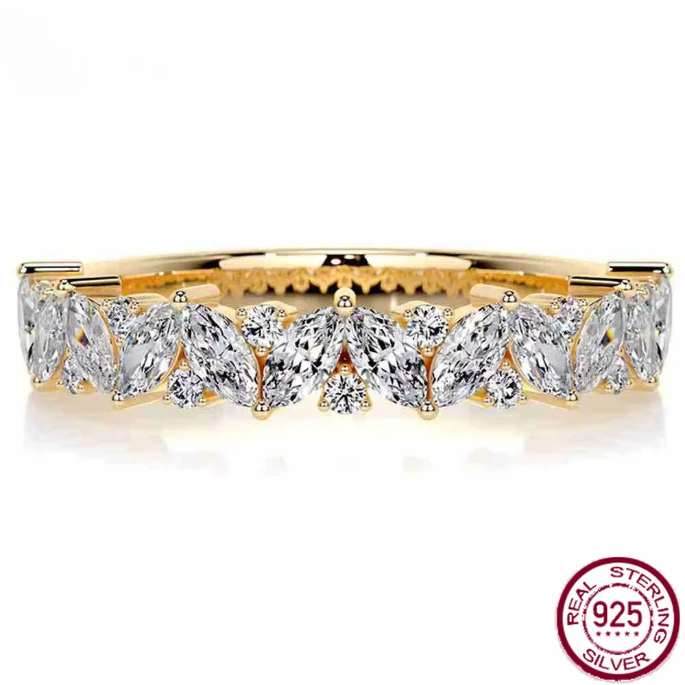Yaranyan Vintage 925 Sterling Silver D Color Marquise Cut Real GRA Moissanite Diamond Engagement Ring Wedding Band Fine Jewelry