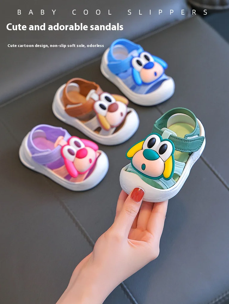 

Детские сандалии, уличные противоскользящие сандалии с защитой ног, сандалии для средних и маленьких детей с мультяшным кроликом