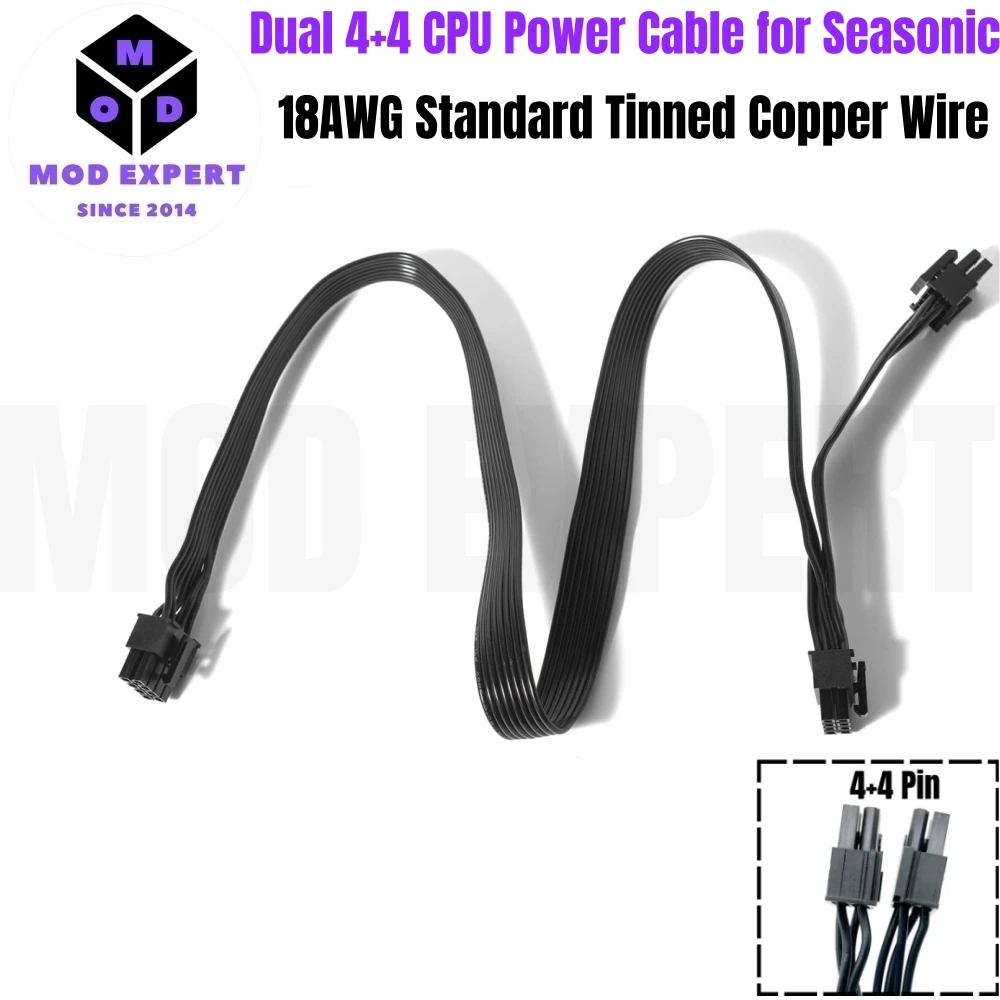 

PSU 8Pin to Dual 4+4Pin EPS/ATX12V CPU Power Cable for Seasonic PRIME, FOCUS, CORE, M12II EVO, SnowSilent Modular Power Supply