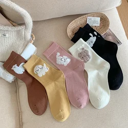 Cute Socks Women Cartoon Cat Dog Sweet Girls Japanese Kawaii Socks Korean Style Harajuku Retro Streetwear Cotton Long Socks Sox