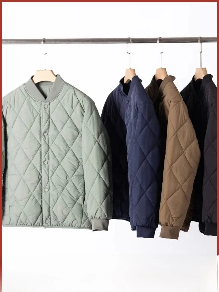

Classic Evereen Winter Cotton Jaet Quilted Diamond Pattern Baseball Collar Couples Sle Warm Outerwear for Men