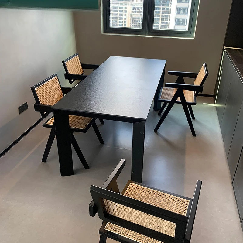 Italian Conference Table Rectangular Modern Simple Light Luxury Household Small Apartment Dining Table