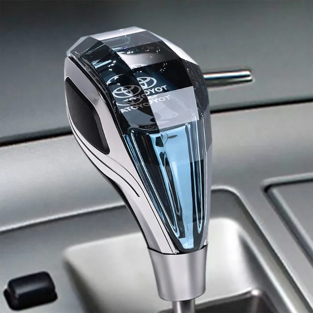 Car Gear Shift Knob handles with LED Backlight Crystal Shifter Lever Aluminum Leather Knobs Auto Car Parts Manual Universal