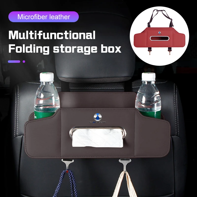 

For BYD Denza D9 N9 GT N7 X N8 2022 2023 2025 Car Seat Back Storage Box Foldable Tissue Cup Phone Bag Multi-Function Organizer