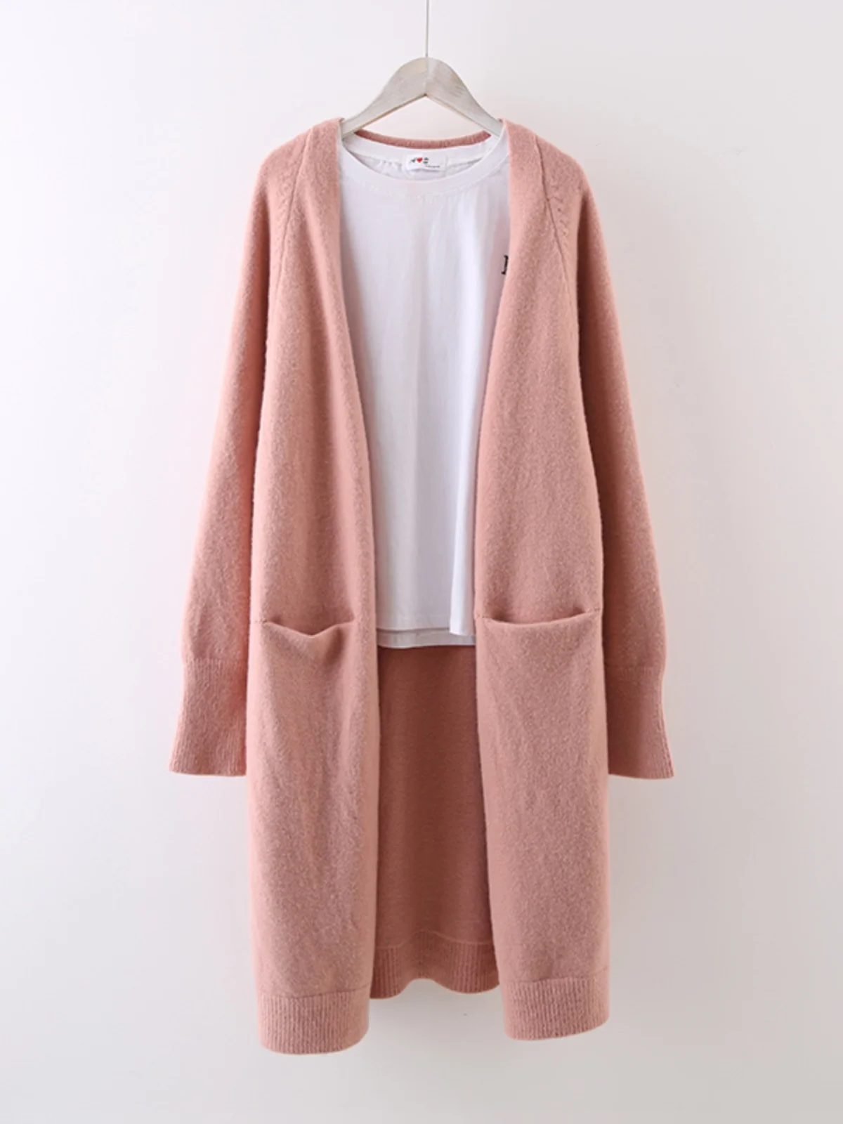 

Женское вязаное пальто-кардиган средней длины свободного кроя, осенне-зимняя модная верхняя одежда с V-образным вырезом, длинными рукавами, утепленное, прямого кроя