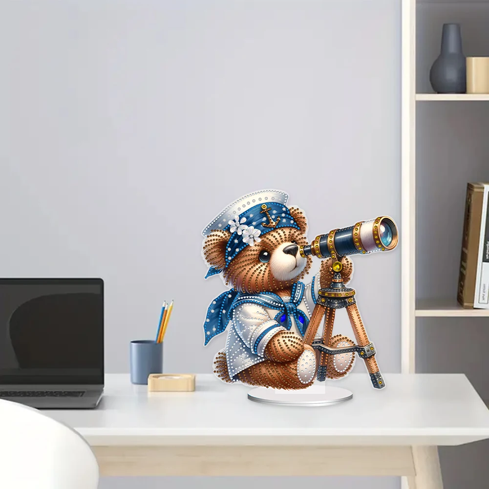 

Acrylic Special Shape Sailing Bear 5D DIY Diamond Art Tabletop Decorations Diamond Painting Desktop Decors for Home Office Decor