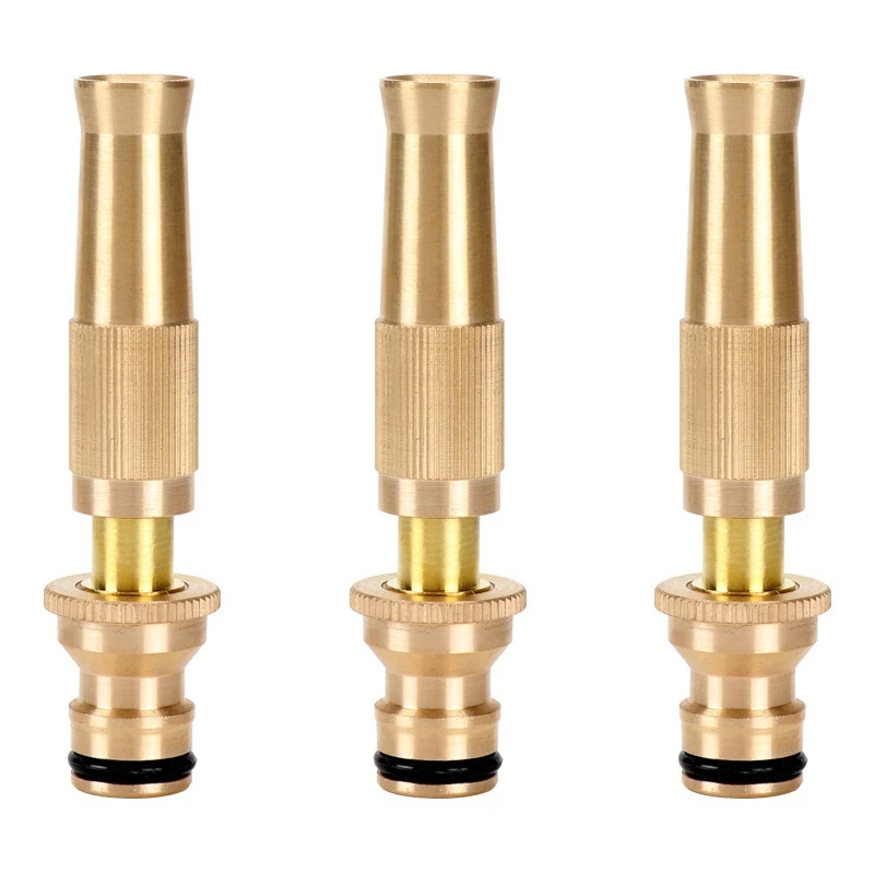 

3X High Pressure Hose Nozzle Heavy Duty , Brass Water Hose Nozzles For Garden Hoses, Adjustable Function