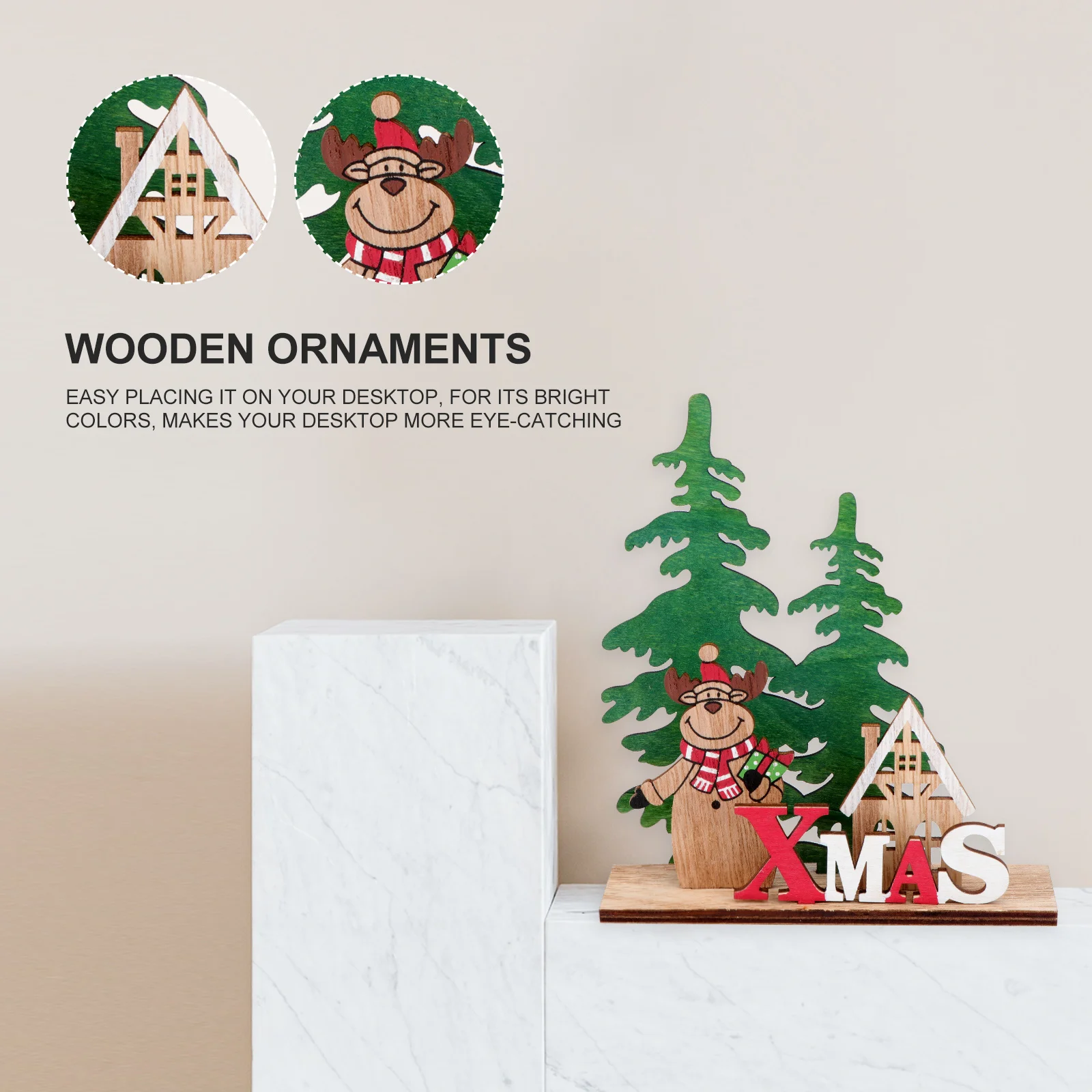 

Elk Wooden Christmas Ornament Decorative Splice Design Desktop Xmas Holiday Festival Adornment Christmas Ornament
