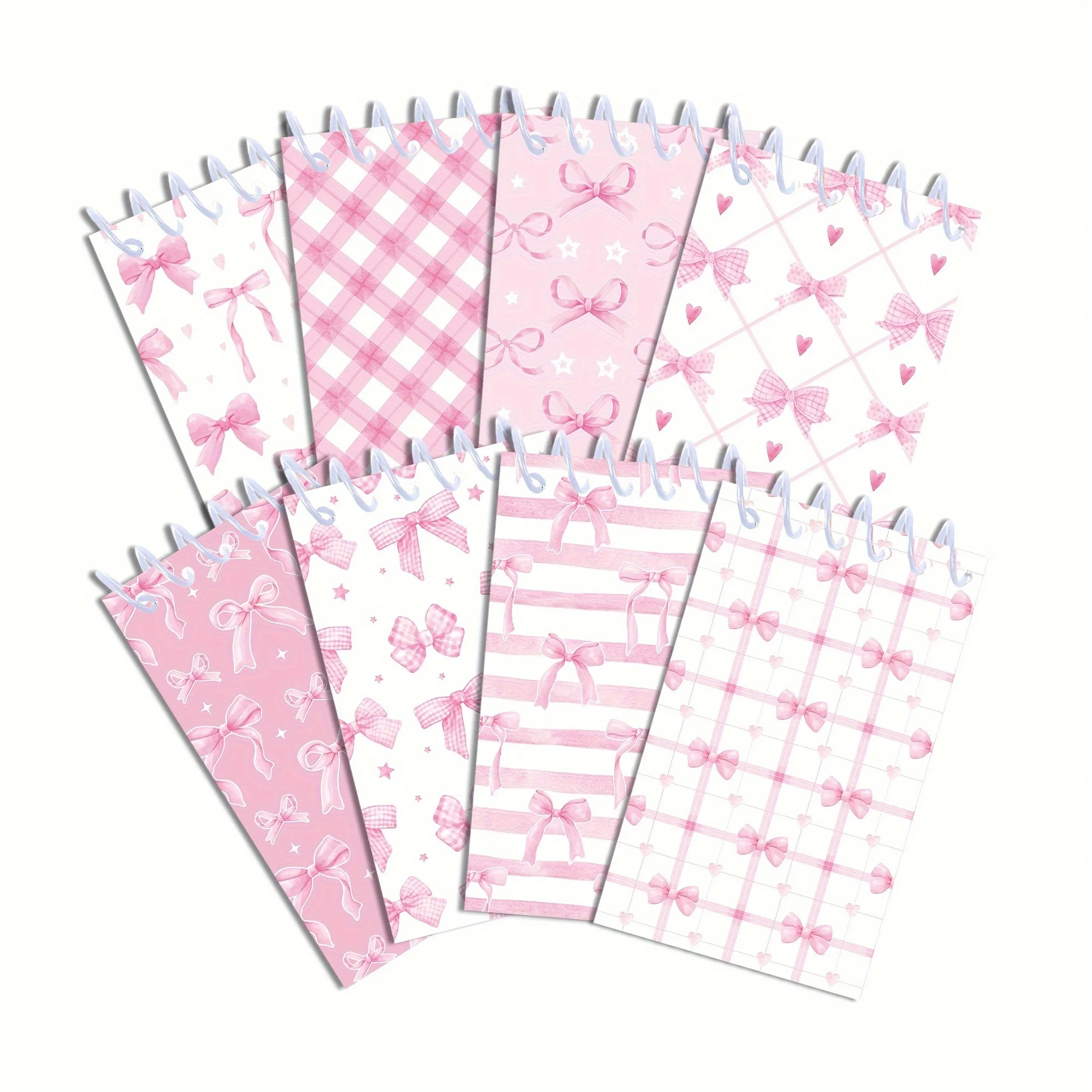 8 Stück Mini-Notizbücher im Bohemian-Stil mit rosa Schmetterlings- und Blumenmuster, Spiral-Taschennotizbücher, geeignet für dekorative Notizblöcke – Detail 10