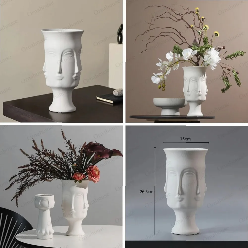 

Personalized Creativity Face White Ceramic Vase, Art Light Decoration, North American Luxury Vase