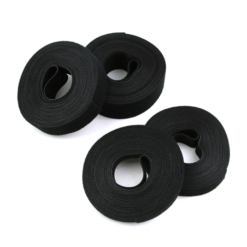 5 Meter/Rolle wiederverwendbare Kabelbinder, schwarz, 10/15/20/25 mm Breite, doppelseitige Klettverschlussbänder, Kabel- und Drahtmanagementband – Detail 6