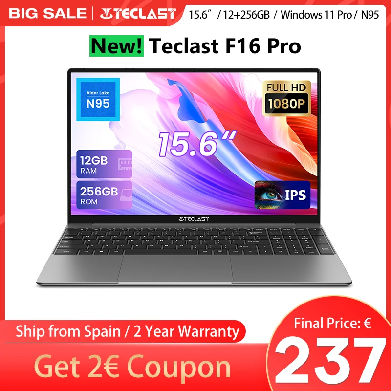 【New】 Teclast F16 Pro 15.6 inch Laptop , 12GB + 256GB / 16GB + 512GB , for Intel N95, IPS 1920x1080, backlit keyboard, Mini-HDMI