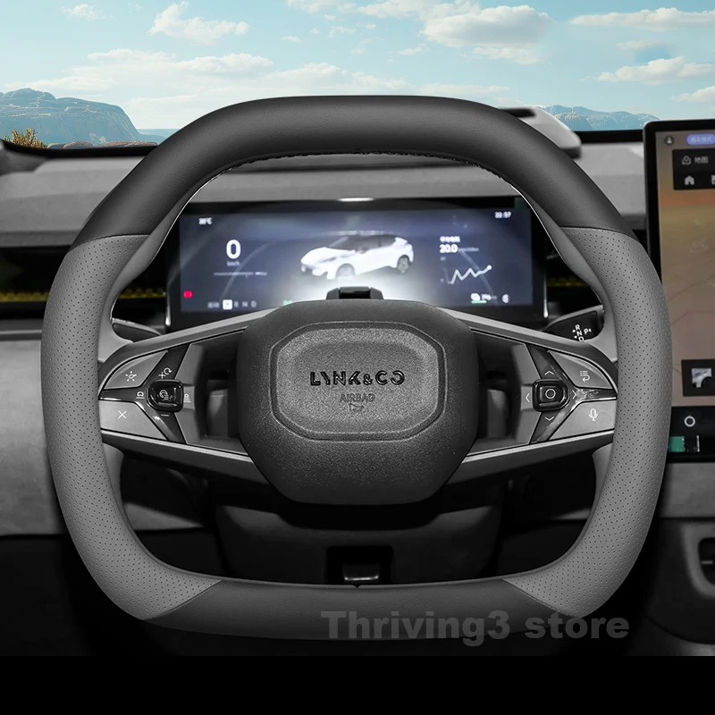 

Leather Car Steering Wheel Cover For ALL NEW Lynk&Co Z20 2025 2026 wear-resistant Auto interior Accessories