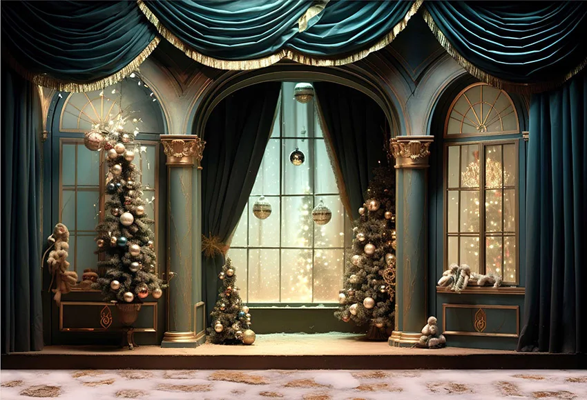 Mehofond التصوير خلفية الشتاء عيد الميلاد الرجعية نافذة الغرفة الستار عيد الميلاد الاطفال الأسرة صورة ديكور خلفية استوديو الصور