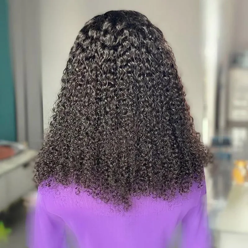 26 بوصة طويلة عميق غريب مجعد لينة الطبيعية الأسود 180 الكثافة الدانتيل شعر مستعار أمامي للنساء غلويليس مع شعر الطفل قبل قطعها يوميا