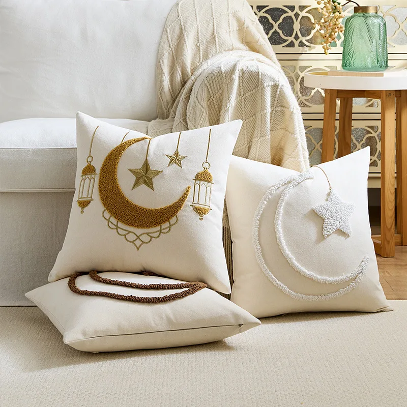 45x45cm Round Fleece Moon Festival Throw Pillowcase Cojines Cotton Linen Decoration Sofa Cushion Cover Headboard Pillowcases