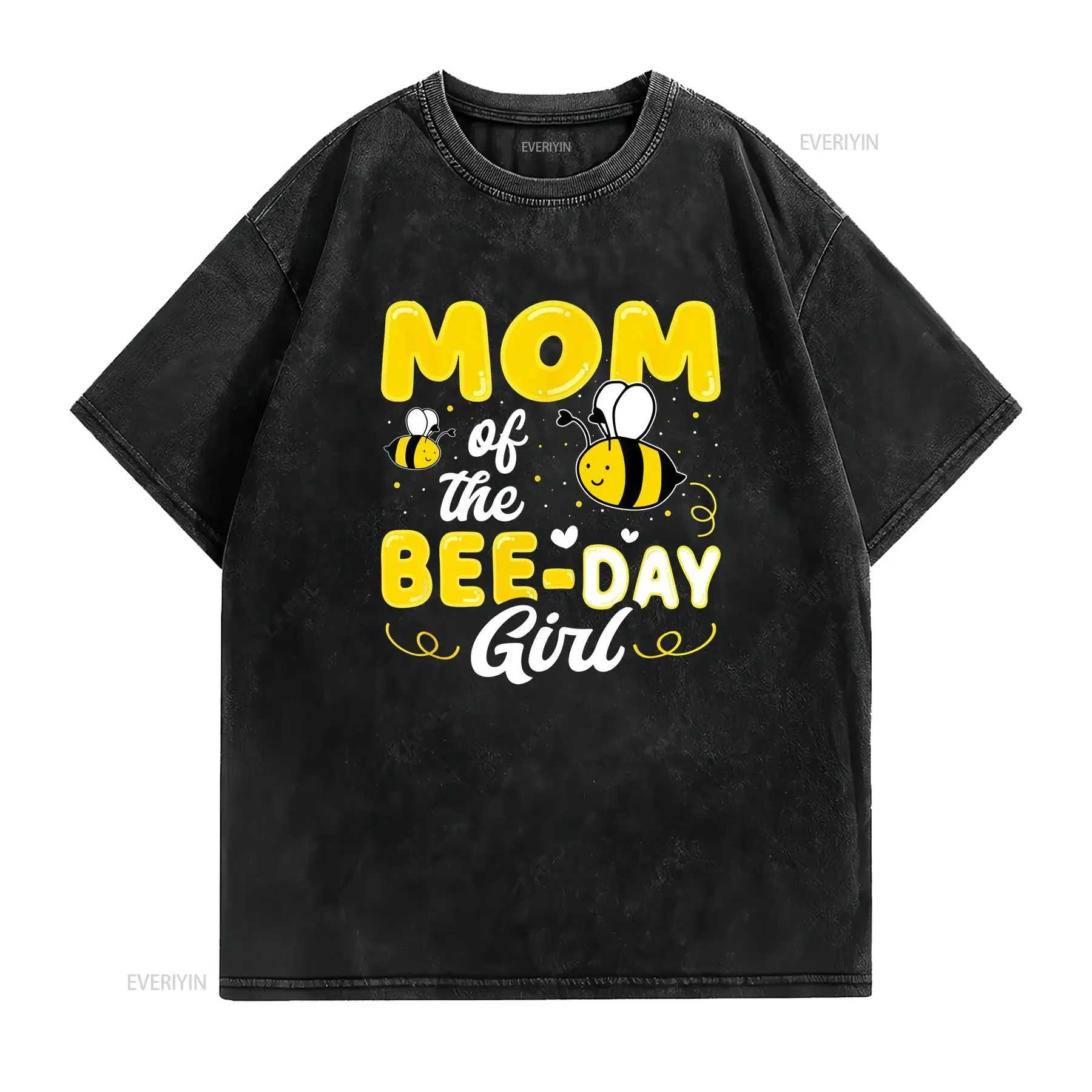 Mom Of The Bee Day Girl Hive Party Matching Birthday Sweet T Shirt  vintage Washed Unisex fashion Slightly streetwear Stylish