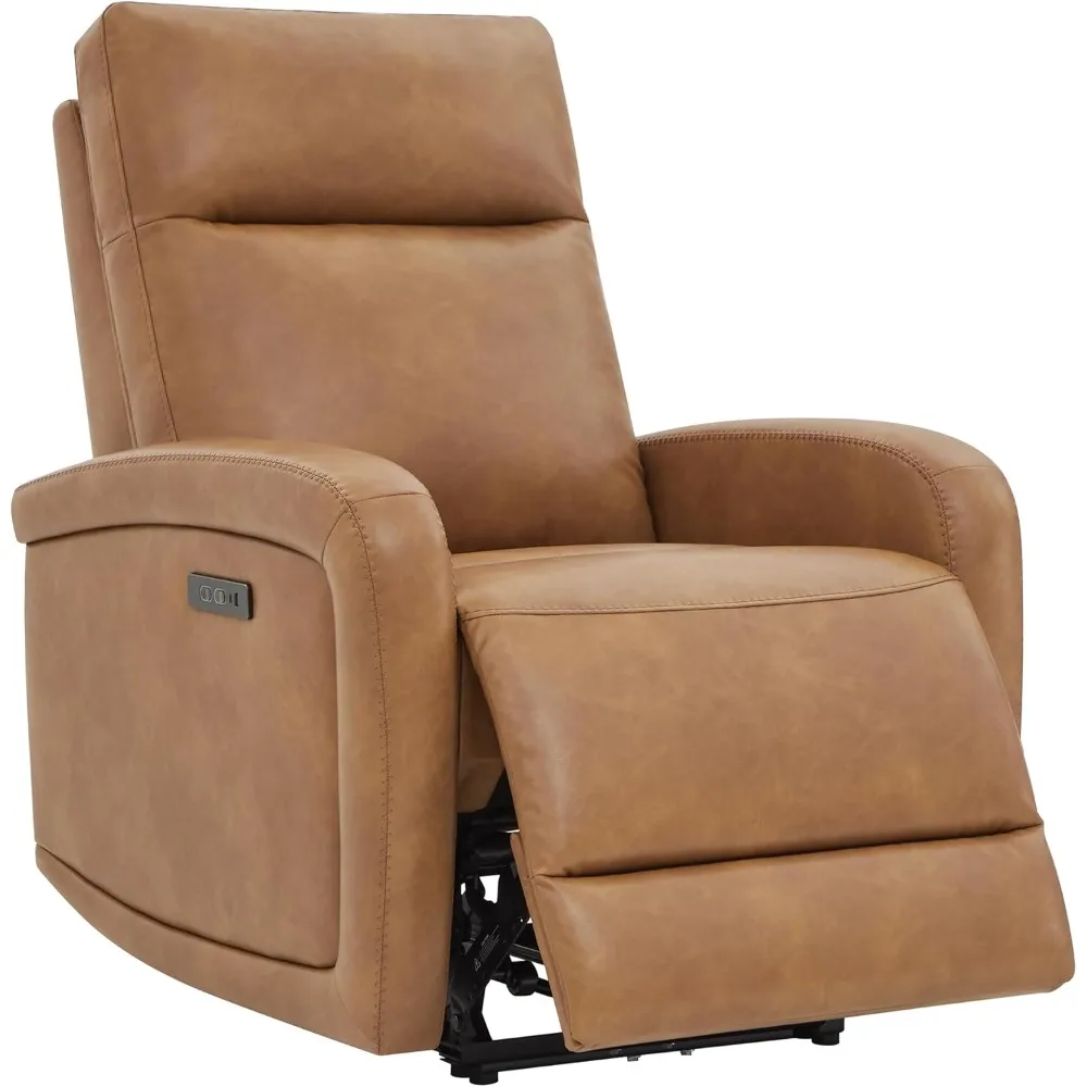 Power Recliner Chairs for Adults, Zero Wall Recliners W Power Headrest Type-C Charger, Small Faux Leather RV Recliners Home