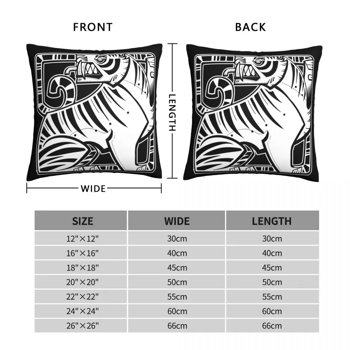 Cubic Twisted Tiger V2 White Pillowcase Polyester Linen Velvet Printed Zip Decor Home Cushion Cover