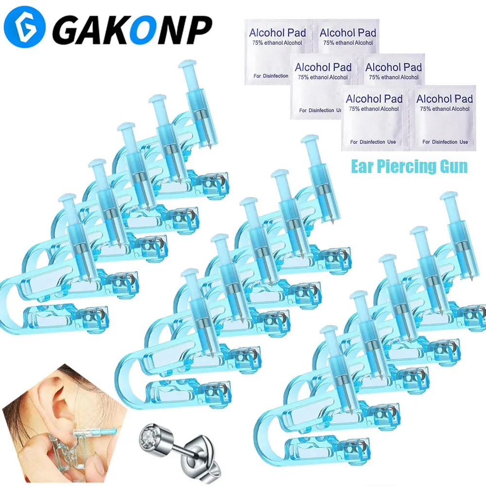 

24/12/6/2pcs Blue Ear Piercing Gun Sterile Ear Cartilage Piercing Tool Puncture Ear Piercer Machine Painless Nose Lip Ear Pierce