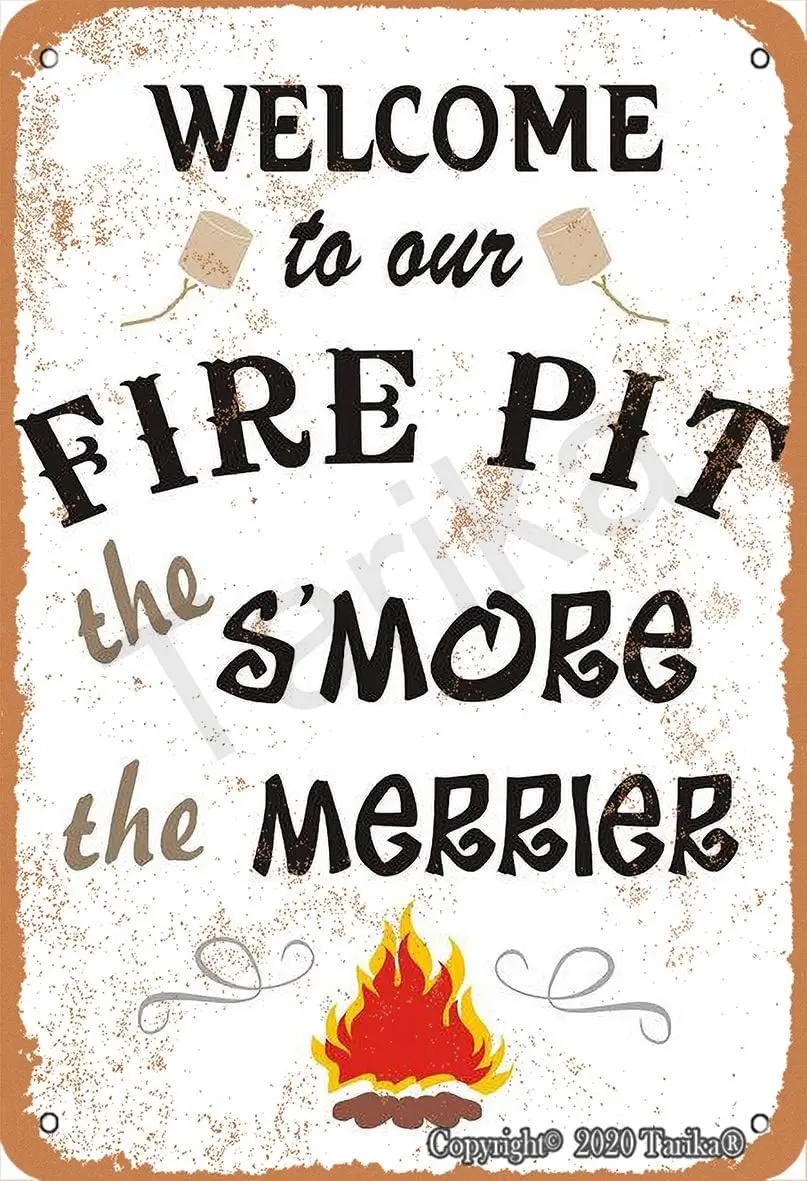 Metallschild - Willkommen bei unserer Feuerstelle The Smore The Merrier Aluminium-Blechschilder Geschenke für Zuhause Küche Kaffeebar Bauernhof W-Aluminium