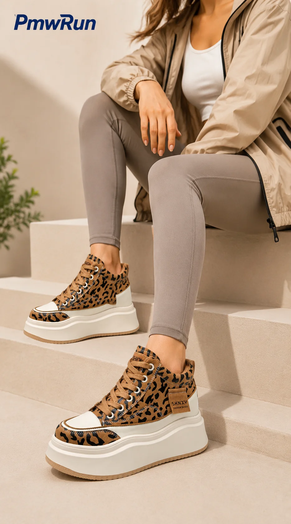 Trendige Mode-Leopardenstiefel für Damen PU-Leder Wasserdichte Herbststiefel für Frauen Höhenerhöhende Streetwear Damenstiefel – Detail 6