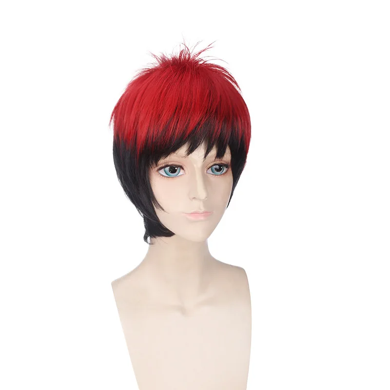 Kagami Taiga Halloween Cosplay Pruik Rood en Zwart Kort Anime Haar voor Mannen Kuroko's Basketbal Hoofdpersonage