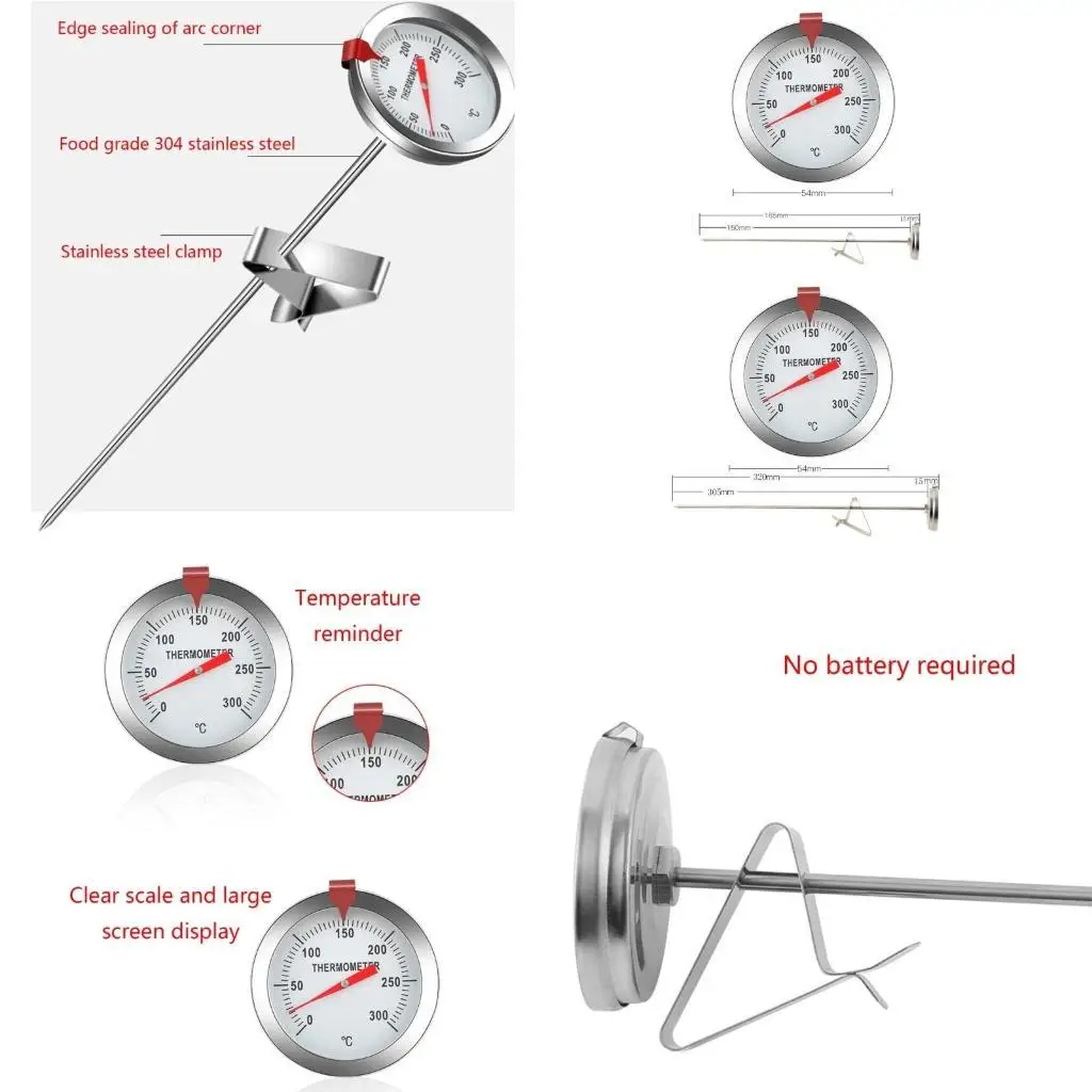 

Y1UD Stainless Steel BBQ Grill Temperature Gauge Barbecue Thermometer Cooking Probe