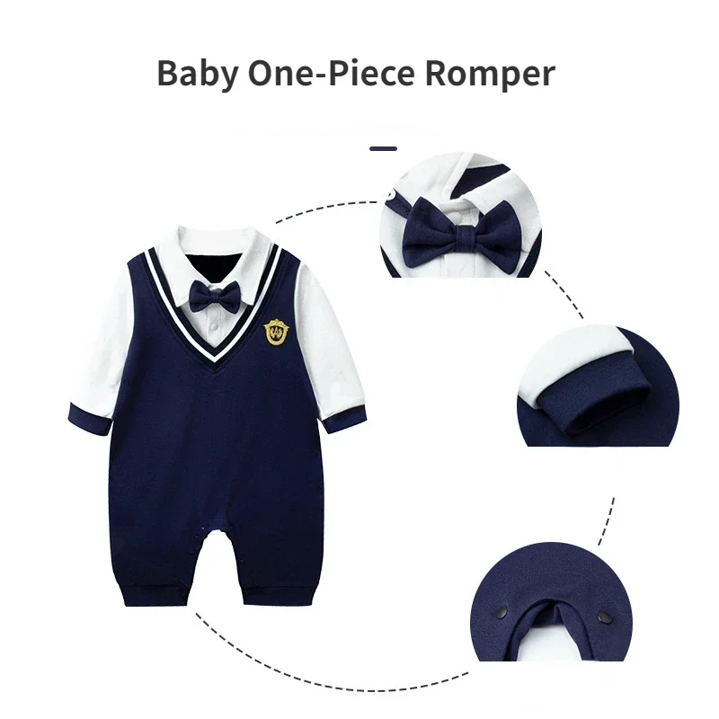 Newborn Autumn Long-sleeved Jumpsuit Baby Romper Hundred Days Weekly Banquet Cotton Clothes  1-3-6-9-12-18M