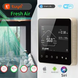 TUYA WIFI Smart Home CO2 PM2.5 Sistema de válvula de aire fresco Fan Coil Unidad Deshumidificador Controlador de ventilación con ModbusRS485 Control remoto de tres velocidades Interruptor inteligente 0-10V 95-240V 310v