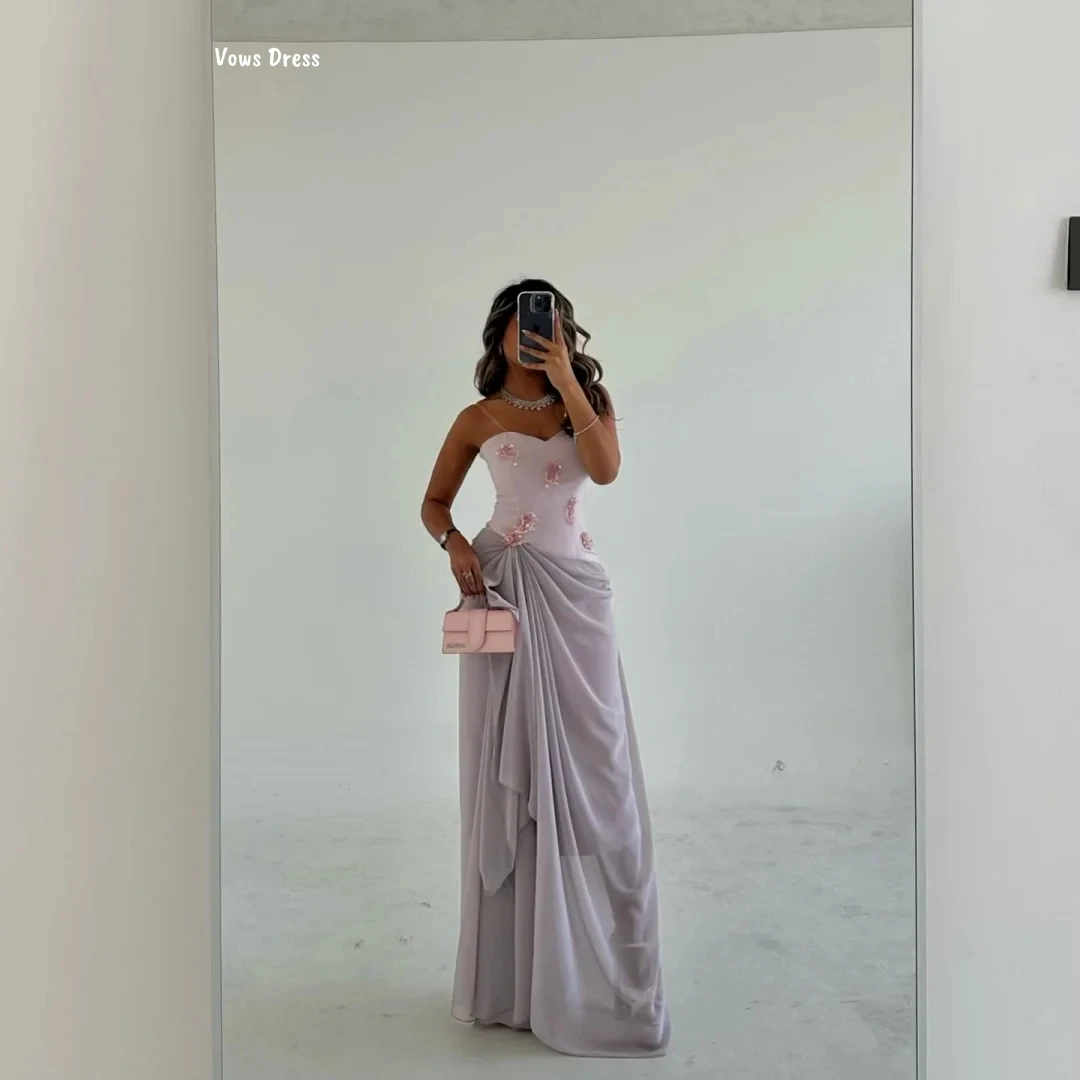 Vows Line A-vestidos de fiesta de noche elegantes para mujer, vestido de noche para mujer, vestido de fiesta de gasa hecho a medida para mujer, Gala de flores 2025
