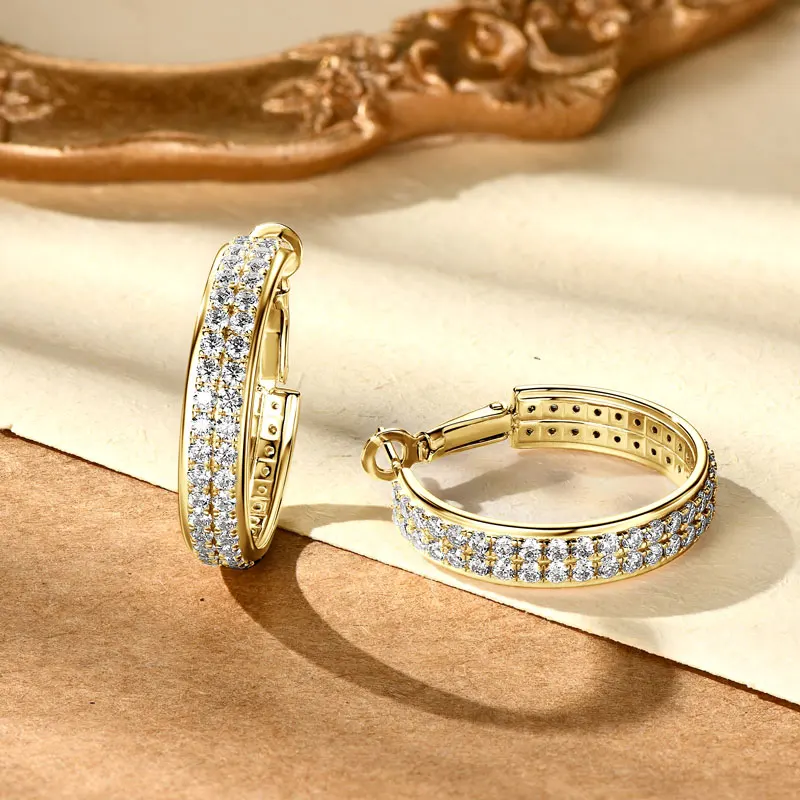 

Сертифицированные Lnngy двухрядные мини-серьги-кольца с муассанитом Pendientes Plata, серьги-обнимашки из стерлингового серебра 925 пробы для женщин, ювелирные изделия