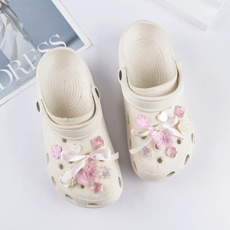 

Butterfly Flower DIY Charms for Crocs Whole Set Quality Sandals Decorations Elegant Bow-knot Clogs Shoe Accessories Fashion New