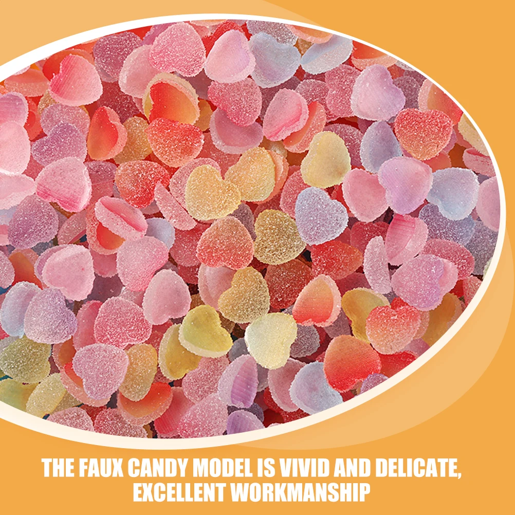 

50pcs Simulated Love Candy Fake Soft Resin Decorative Candies Model Desktop Props Colorful Realistic Design Bulk Hair Styling